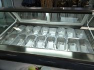 आइसक्रीम की दुकान के लिए 12 पैन ग्रे रंग इतालवी गेलैटो डिस्प्ले फ्रीजर जेलो फ्रीजर