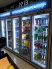 हीटर के साथ सुपरमार्केट के लिए स्वचालित डिफ्रॉस्ट वाणिज्यिक ग्लास दरवाजा पेय कूलर
