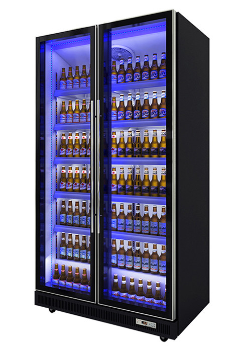 1200L वाणिज्यिक प्रदर्शन फ्रीजर पांच परत ब्लैक स्विंग ग्लास डोर बीयर रेफ्रिजरेटर 2 से 10 डिग्री
