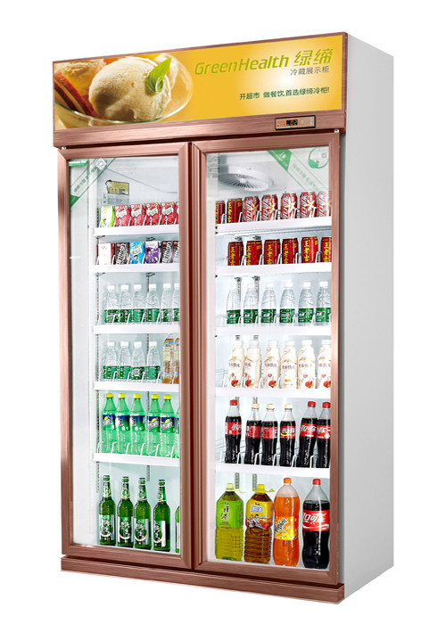 रेस्तरां / सुपरमार्केट के लिए शैम्पेन गोल्ड कमर्शियल डिस्प्ले कोल्ड ड्रिंक फ्रीजर को अनुकूलित करें