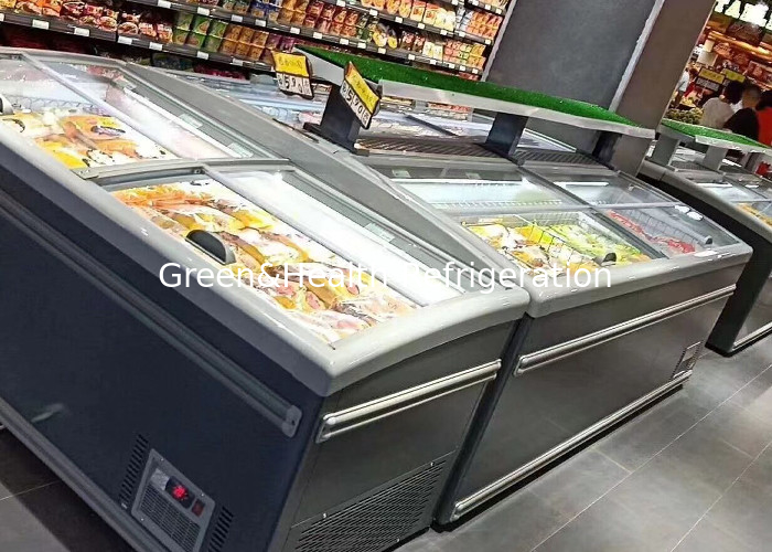 आइस क्रीम के लिए स्टेटिक कूलिंग आइलैंड चेस्ट फ्रीजर वाणिज्यिक रेफ्रिजरेटर उपकरण