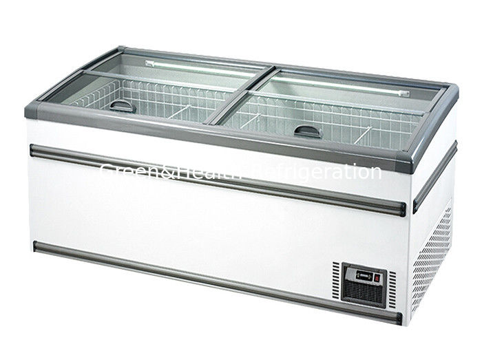 सुपरमार्केट डिस्प्ले के लिए 1040L क्षमता ऑटो डीफ्रॉस्ट और R290 रेफ्रिजरेंट के साथ कमर्शियल आइलैंड फ्रीजर