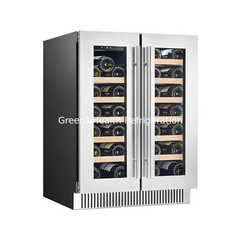 ईटीएल प्रमाणपत्र फैशन डुअल जोन एसएस डबल ग्लास डोर रेड वाइन कूलर 180L 68 बोतलों के साथ
