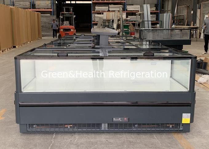 जमे हुए खाद्य पदार्थ मर्चेंडाइजिंग कैबिनेट प्लग-इन द्वीप फ्रीजर सुपरमार्केट प्लग-इन फ्रीजर