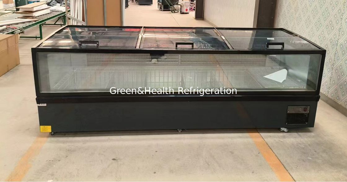 जमे हुए खाद्य पदार्थ मर्चेंडाइजिंग कैबिनेट प्लग-इन द्वीप फ्रीजर सुपरमार्केट प्लग-इन फ्रीजर