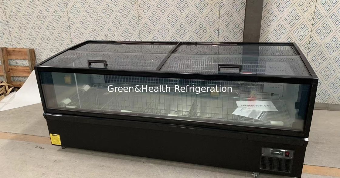 जमे हुए खाद्य पदार्थ मर्चेंडाइजिंग कैबिनेट प्लग-इन द्वीप फ्रीजर सुपरमार्केट प्लग-इन फ्रीजर