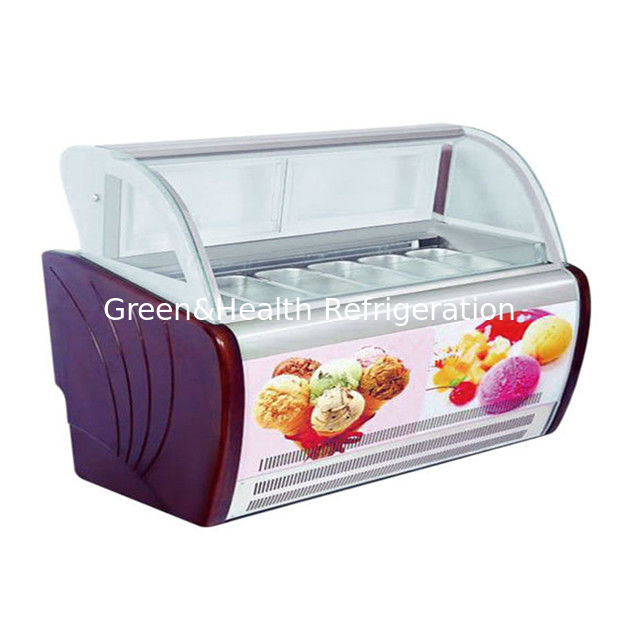 वाणिज्यिक आइसक्रीम डिस्प्ले फ्रीजर समायोज्य थर्मोस्टैट स्टेनलेस स्टील पैन और R404a रेफ्रिजरेंट के साथ