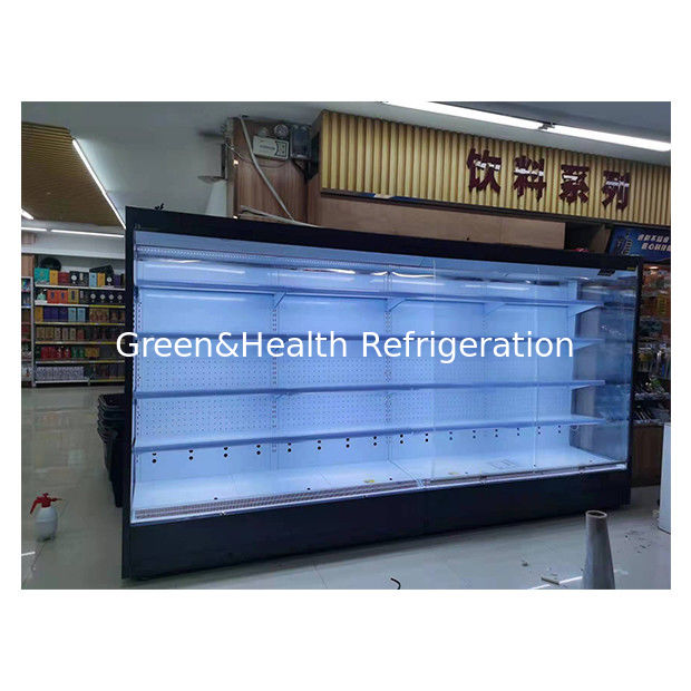 सुपरमार्केट / सुविधा स्टोर राइट एंगल ओपन टाइप चिलर फ्रीजर भोजन / पेय पदार्थों को संग्रहीत करने के लिए