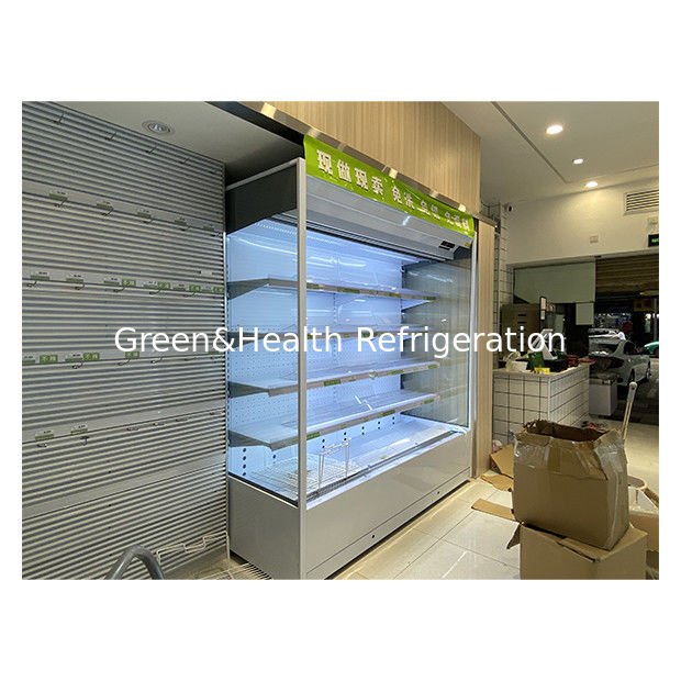 सुपरमार्केट / सुविधा स्टोर राइट एंगल ओपन टाइप चिलर फ्रीजर भोजन / पेय पदार्थों को संग्रहीत करने के लिए
