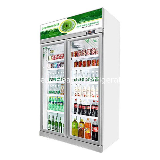 Commercial Supermarket / Store Two Glass Doors Economy Refrigerator Display Fridge