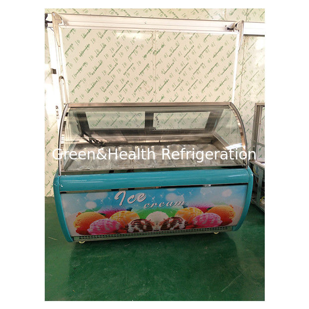 एडजस्टेबल थर्मोस्टेट के साथ फैक्ट्री डायरेक्ट कर्व्ड ग्लास 16 ट्रे आइसक्रीम डिस्प्ले फ्रीजर