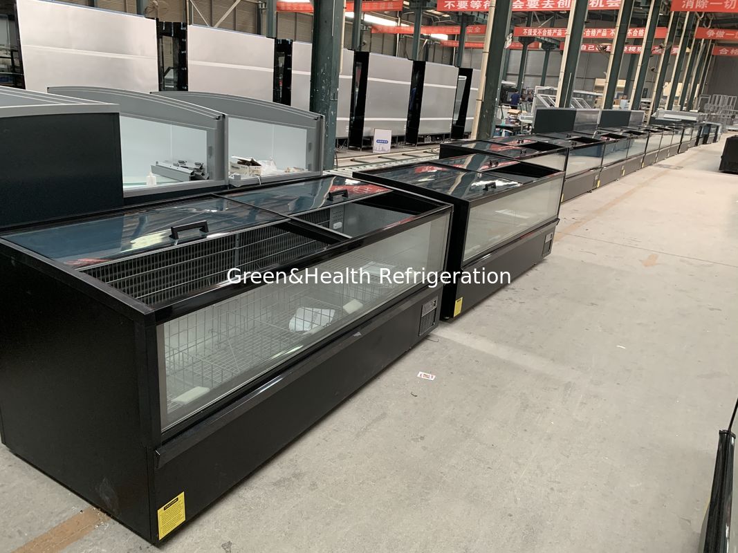 -22 डिग्री जमे हुए मछली मांस प्रदर्शन मर्चेंडाइज़र प्लग-इन आइलैंड फ्रीजर सुपरमार्केट के लिए