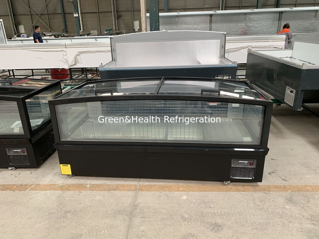 -22 डिग्री जमे हुए मछली मांस प्रदर्शन मर्चेंडाइज़र प्लग-इन आइलैंड फ्रीजर सुपरमार्केट के लिए