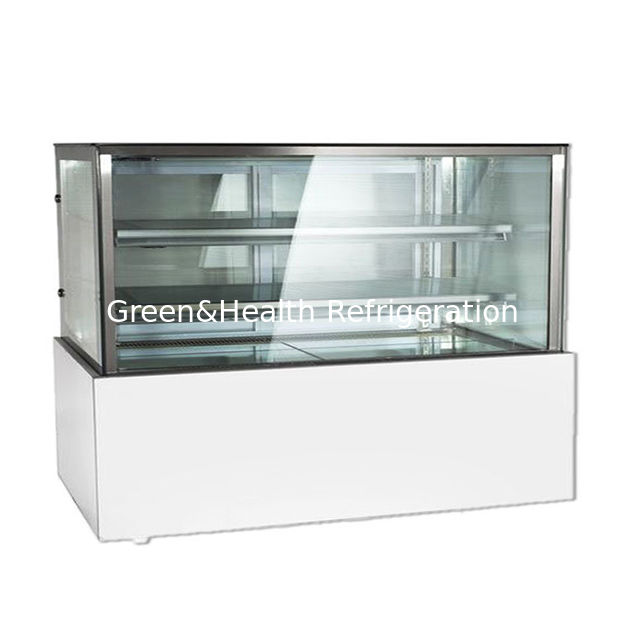 फैक्टरी प्रत्यक्ष बिक्री दाएं कोण स्टेनलेस स्टील कांच सामग्री केक रेफ्रिजरेटर डिस्प्ले फ्रीजर