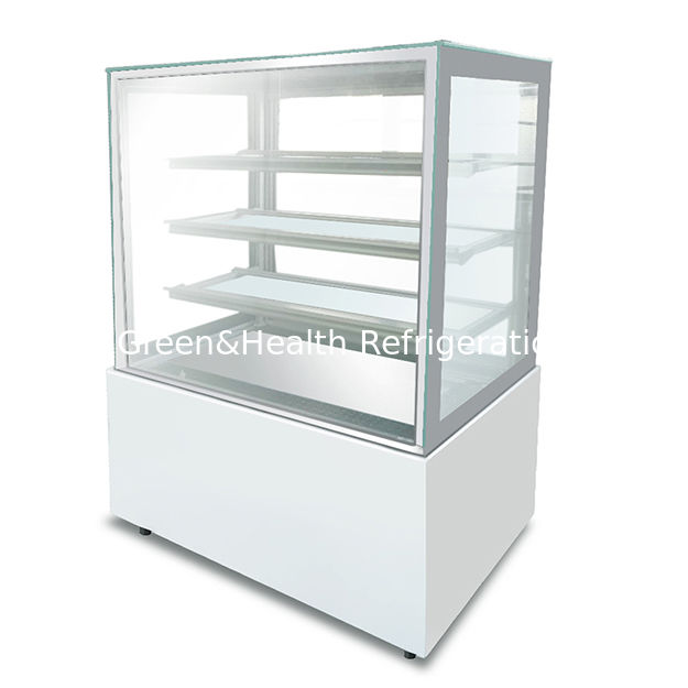 फैक्टरी प्रत्यक्ष बिक्री दाएं कोण स्टेनलेस स्टील कांच सामग्री केक रेफ्रिजरेटर डिस्प्ले फ्रीजर