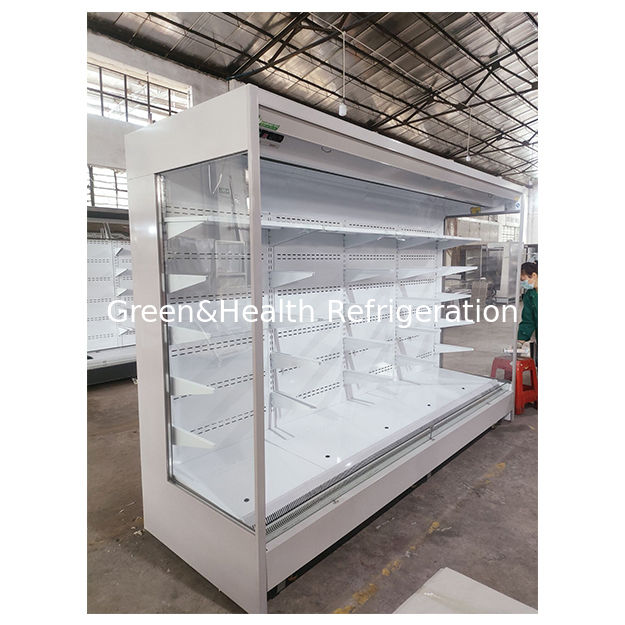 उच्च गुणवत्ता वाला राइट एंगल सुपरमार्केट रेफ्रिजरेटेड स्टोरेज डिस्प्ले फैक्ट्री में ओपन फ्रीजर