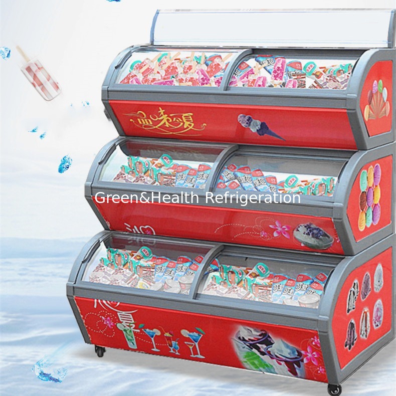 3 Layers freezer Optional Logo Advertising Ice Cream Freezer For shop