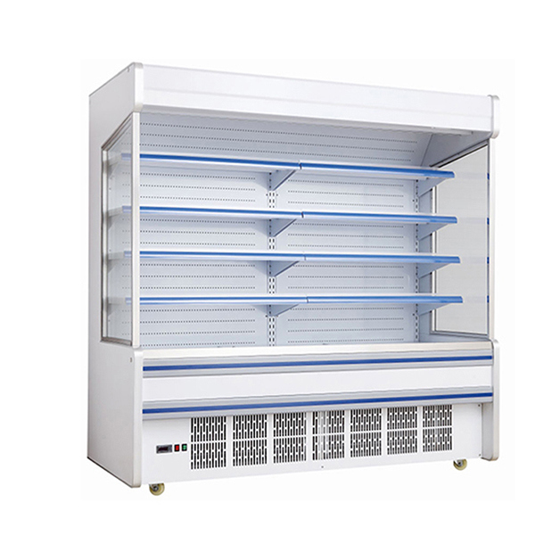 सुपरमार्केट वाणिज्यिक अंतर्निहित कंप्रेसर कई शेल्फ खुले प्रकार फ्रीजर