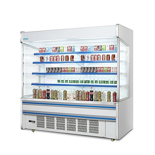 सुपरमार्केट वाणिज्यिक अंतर्निहित कंप्रेसर कई शेल्फ खुले प्रकार फ्रीजर