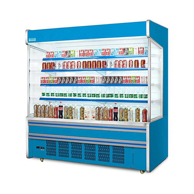 सुपरमार्केट वाणिज्यिक अंतर्निहित कंप्रेसर कई शेल्फ खुले प्रकार फ्रीजर