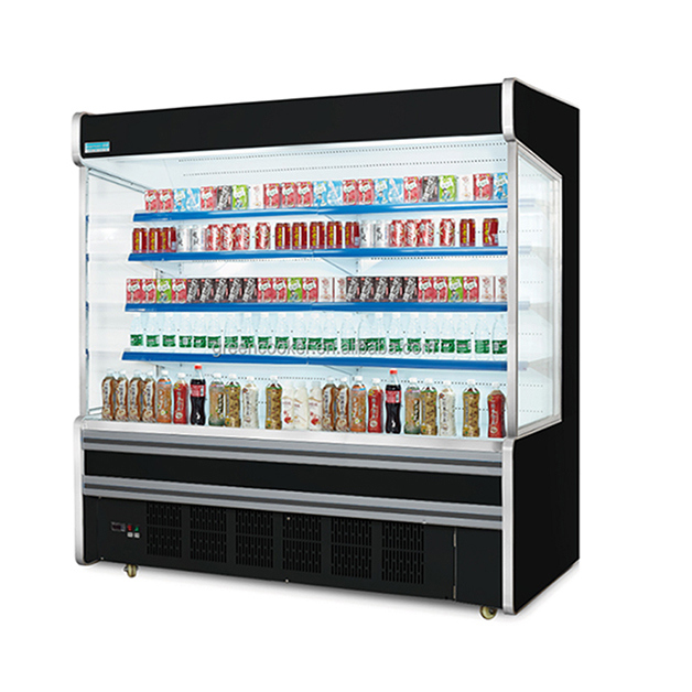 सुपरमार्केट वाणिज्यिक अंतर्निहित कंप्रेसर कई शेल्फ खुले प्रकार फ्रीजर