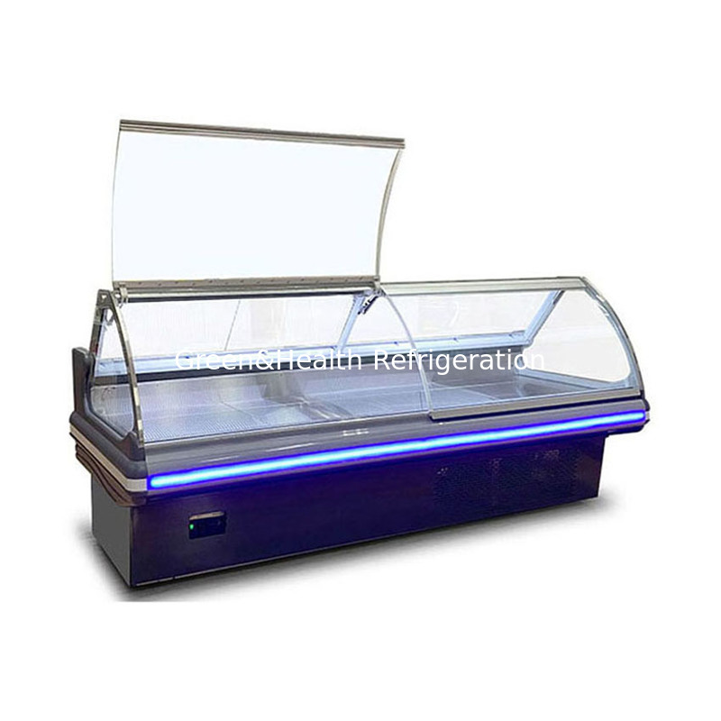 स्टेनलेस स्टील संरचना वाणिज्यिक डेली डिस्प्ले फ्रीजर लिफ्ट अप ग्लास और गतिशील शीतलन प्रणाली के साथ