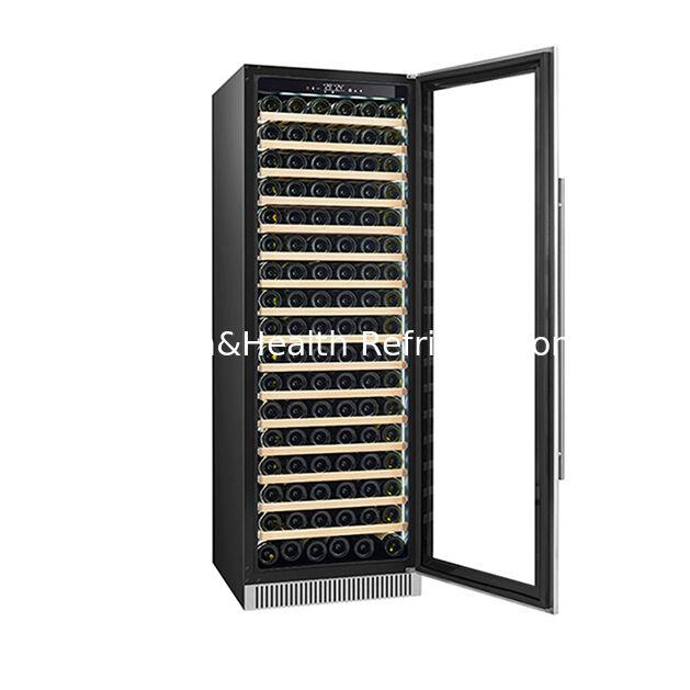 ईटीएल प्रमाणपत्र 185 बोतल एकल तापमान क्षेत्र फैशनेबल हाई-एंड रेड वाइन रेफ्रिजरेटेड डिस्प्ले फ्रीजर