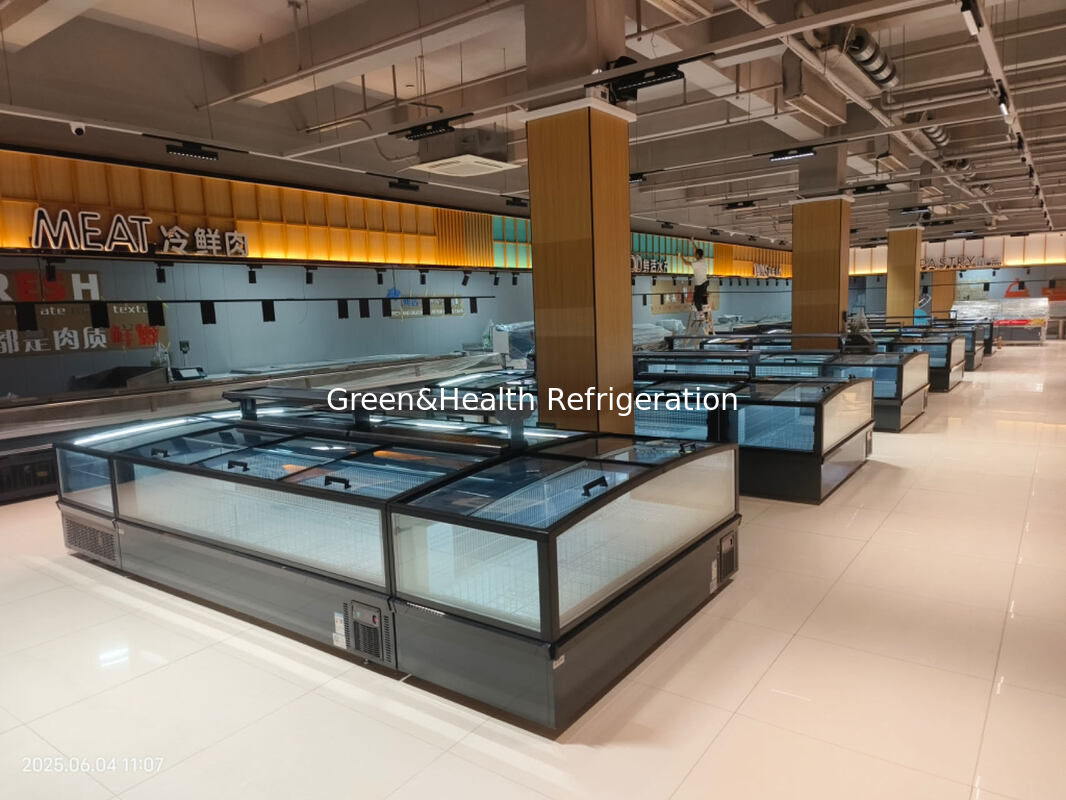 बड़े कांच की खिड़कियों और सेकोप कंप्रेसर के साथ डायरेक्ट फैक्ट्री प्राइस कंबाइंड आइलैंड डिस्प्ले फ्रीजर