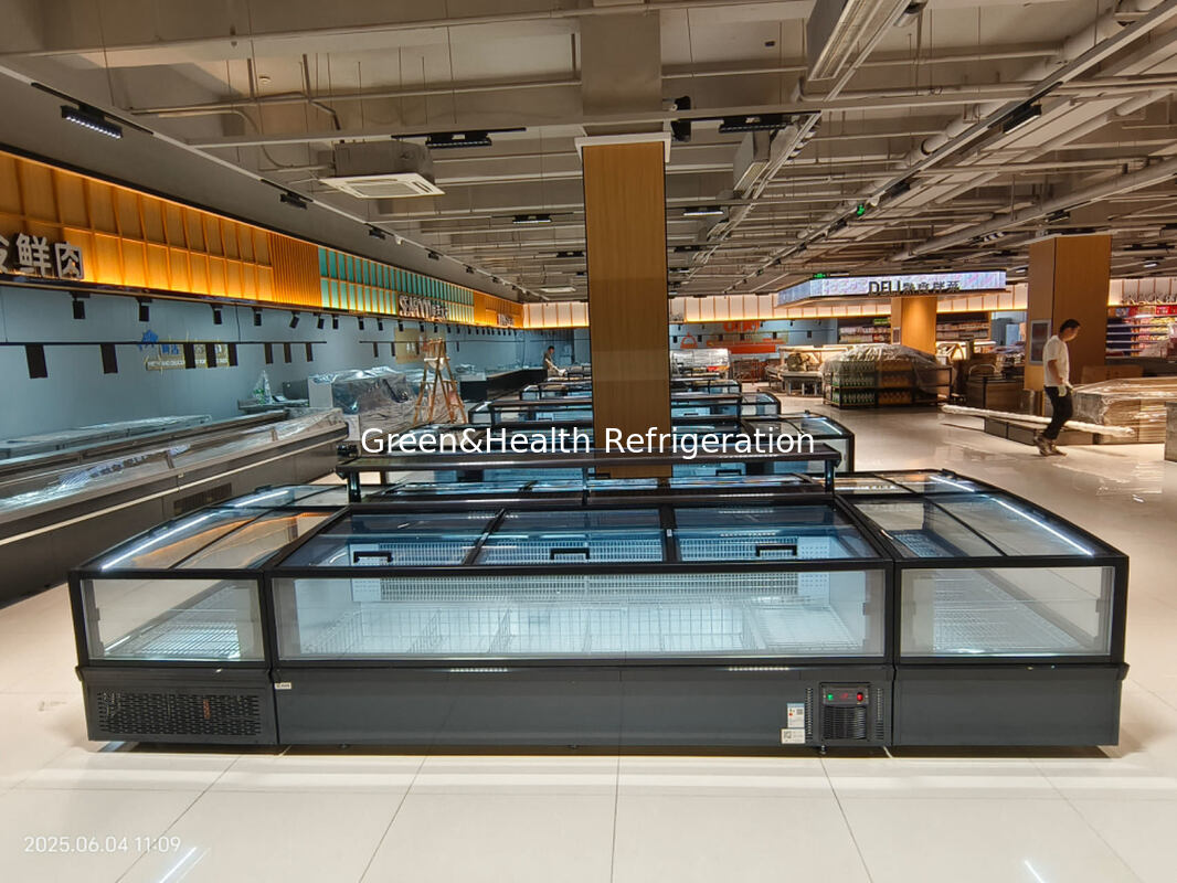 बड़े कांच की खिड़कियों और सेकोप कंप्रेसर के साथ डायरेक्ट फैक्ट्री प्राइस कंबाइंड आइलैंड डिस्प्ले फ्रीजर