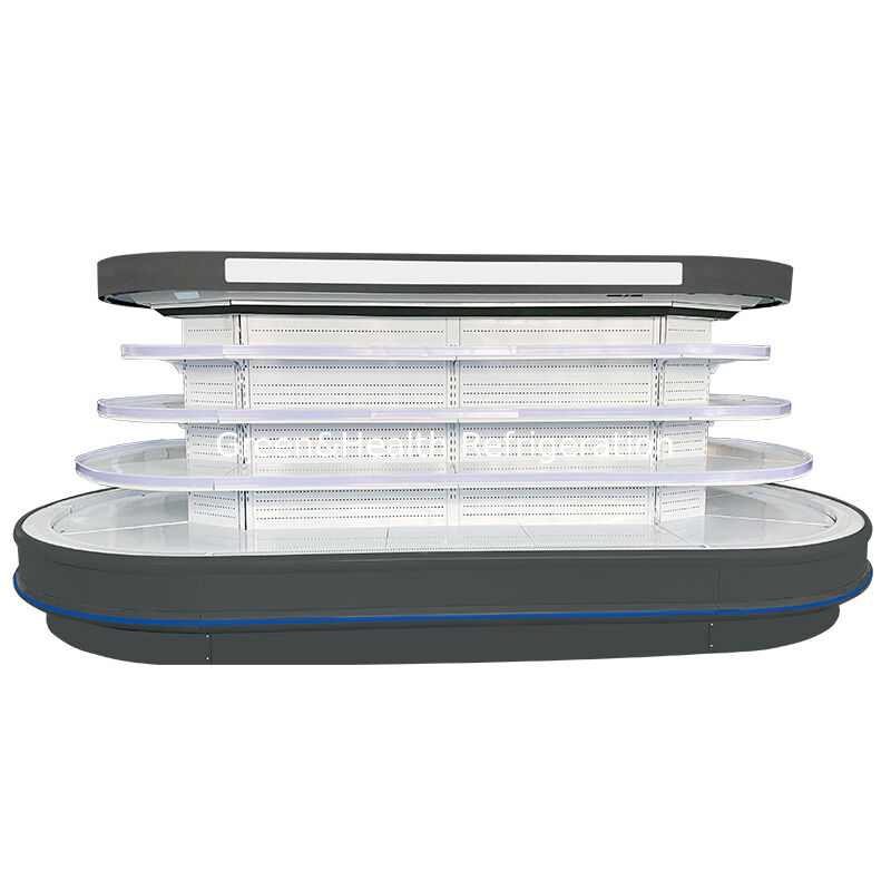 सुपरमार्केट डिस्प्ले के लिए स्वचालित डीफ्रॉस्ट एलईडी प्रकाश और ऊर्जा की बचत के साथ वाणिज्यिक मल्टीडेक ओपन चिलर