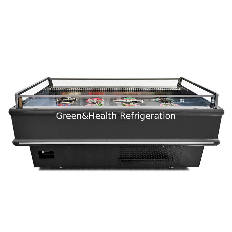वाणिज्यिक टॉप ओपन डिस्प्ले चिलर आइलैंड फ्रीजर 2000x1130x900mm 2-10°C/-15~-18°C 900/1350W फ्रिज्ड फूड के लिए