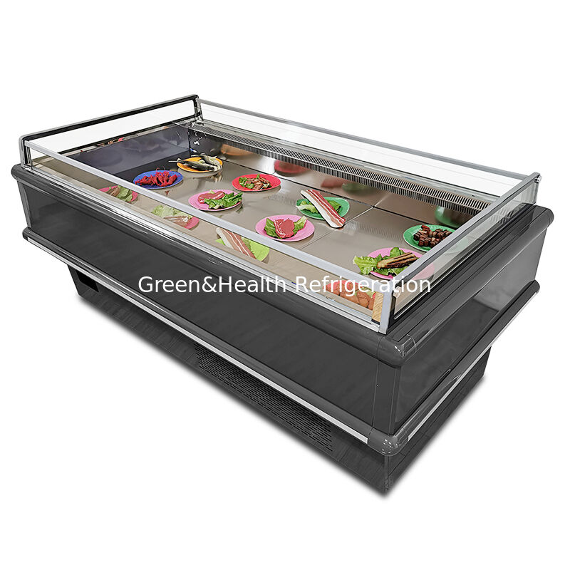 वाणिज्यिक टॉप ओपन डिस्प्ले चिलर आइलैंड फ्रीजर 2000x1130x900mm 2-10°C/-15~-18°C 900/1350W फ्रिज्ड फूड के लिए