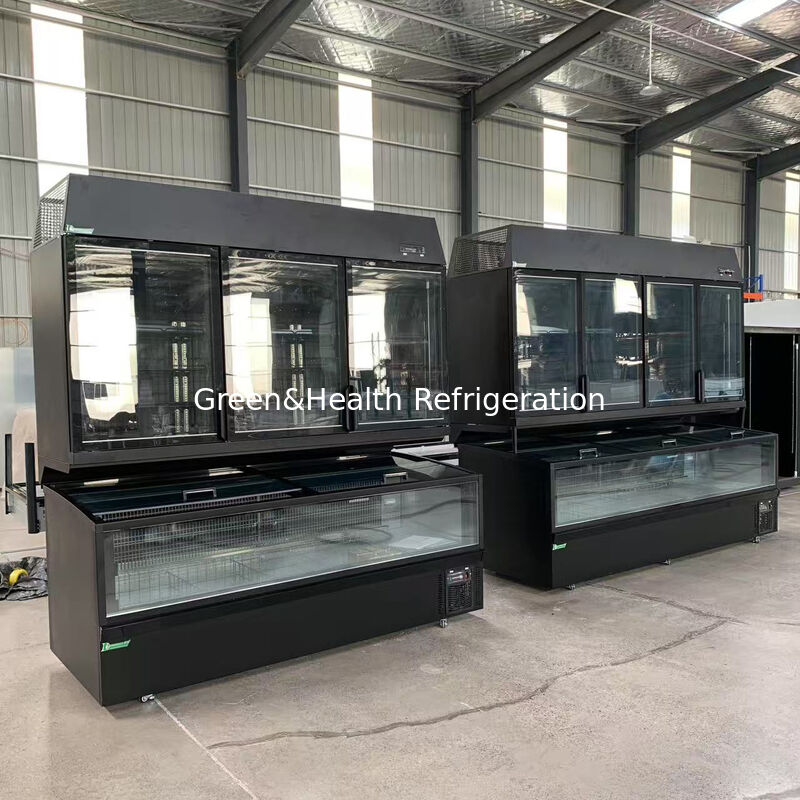 स्टेनलेस स्टील/ग्लास बाहरी और सुपरमार्केट डिस्प्ले के लिए 850L क्षमता के साथ दोहरे कार्य द्वीप फ्रीजर