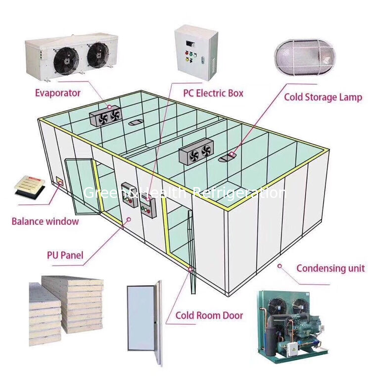 Hard Polyurethane Foam Insulated Commercial Cold Storage Room with Digital Electronic Temperature Control and Customized Size