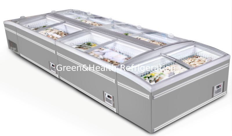 Top glass sliding door mobile deep chest freezer single temperature island display freezer