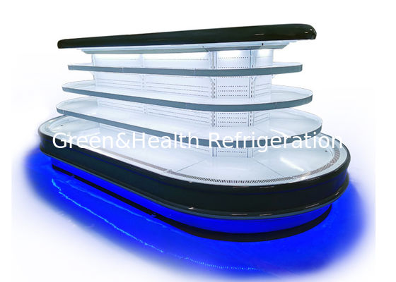 सुपरमार्केट फल सब्जियों के लिए वाणिज्यिक मल्टीडेक राउंड आइलैंड डिस्प्ले चिलर