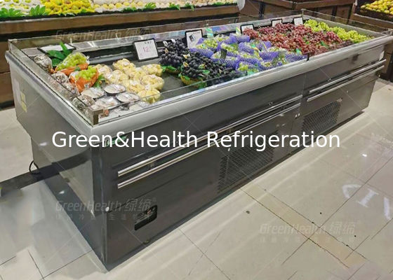 व्यावसायिक उपयोग के लिए कारखाने की आपूर्ति फलों की दुकान ओपन डिस्प्ले कूलर द्वीप प्रकार