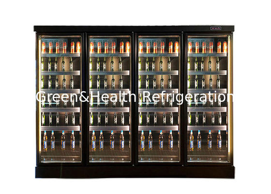 4 ग्लास डोर मल्टी डेक रेफ्रिजरेटर डेयरी स्टोरेज चिलर 2-8 डिग्री