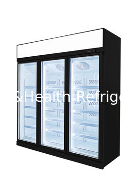 वर्टिकल ट्रिपल डोर हीटेड हाइपर मार्केट ग्लास डिस्प्ले फ्रीजर 220V 1450L