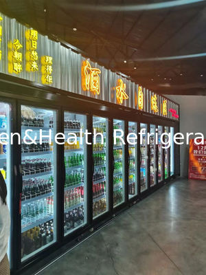 फ्लैट हेड कमर्शियल बेवरेज कूलर फाइव ग्लास डोर लार्ज सुपरमार्केट रेफ्रिजरेटर