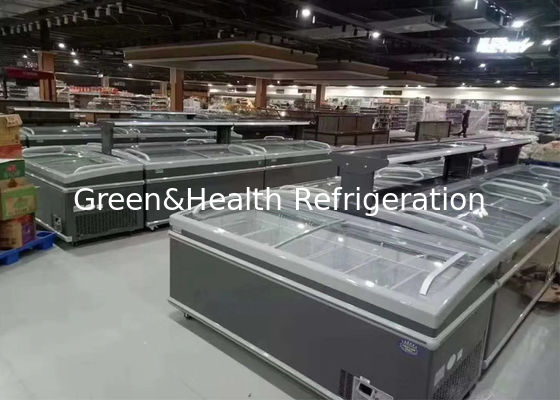 आइस क्रीम के लिए स्टेटिक कूलिंग आइलैंड चेस्ट फ्रीजर वाणिज्यिक रेफ्रिजरेटर उपकरण