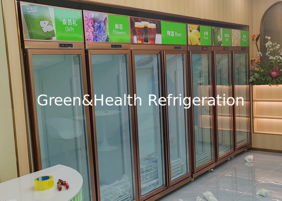 सुपरमार्केट ग्लास डोर अपराइट डिस्प्ले फ्रिज बेवरेज रेफ्रिजरेटर 452L