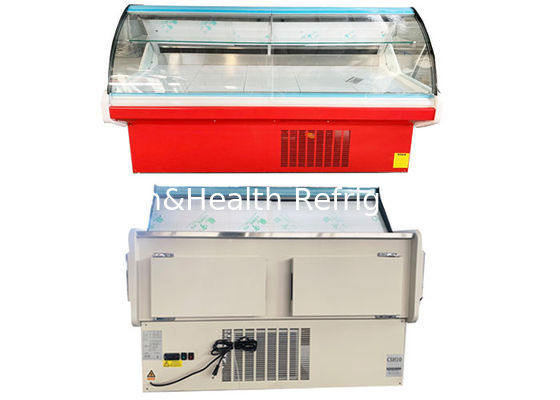 R404a 2M डेली डिस्प्ले रेफ्रिजरेटर कर्व्ड ग्लास मीट शोकेस