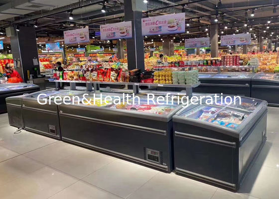 सुपरमार्केट कांच का दरवाजा छाती गहरी फ्रीजर खाद्य प्रदर्शन माल रेफ्रिजरेटर 1040L