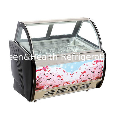 आइसक्रीम की दुकान के लिए 12 पैन ग्रे रंग का इतालवी ग्लेटो डिस्प्ले फ्रीजर