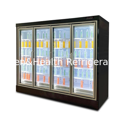 फैन कूलिंग ऑटो स्प्रिंग बैक ग्लास डोर वर्टिकल फ्रीजर मर्चेंडाइजर रेफ्रिजरेटर