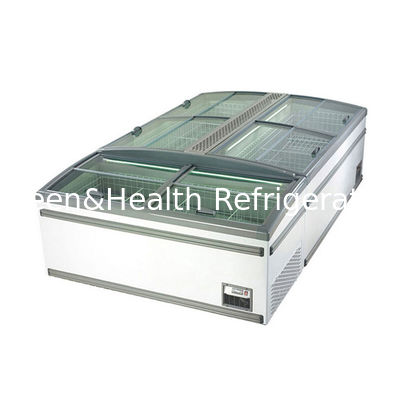 सुपरमार्केट के लिए साइडिंग डोर के साथ सफेद रंग का वाणिज्यिक फ्रिज चेस्ट फ्रीजर