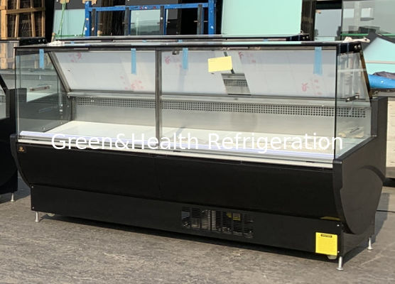 चौकोर ग्लास डिस्प्ले डेली डिस्प्ले रेफ्रिजरेटर ओपन डोर तापमान रेंज 2-6°C और प्रदर्शन के साथ