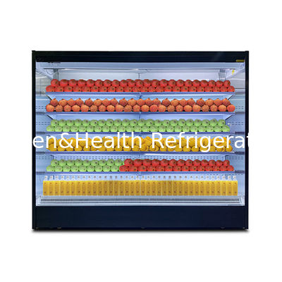 लोटस के बीज और एलईडी के साथ बहु-परत खुला प्रकार का ग्लास स्टेनलेस स्टील एयर कर्टेन कैबिनेट