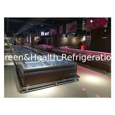 नवीनतम स्लाइडिंग डोर कम तापमान जमे हुए मीटबॉल खाद्य भंडारण प्रदर्शन द्वीप कैबिनेट फ्रीजर